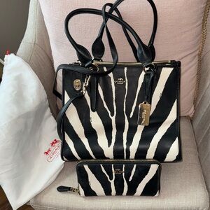 Coach Zebra Crosby Bag AND Wallet
